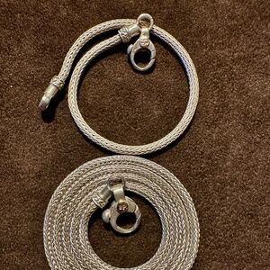 Men’s designer Rodney De Gruchy Sterling silver necklace and bracelet set